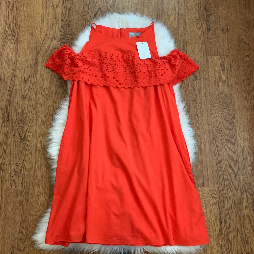 ASOS Orange Off the Shoulder Dress Plus Size 18